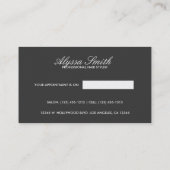 Eleganter extravaganter Skript-Haar-Stylist auf Visitenkarte (Rückseite)