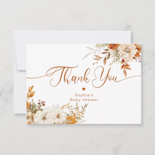 Eleganter Fall Baby Dusche danke Karte (Vorderseite)