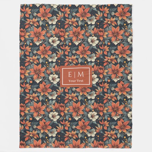 Eleganter Fall Blumendecke in rostigen Tönen Paste Fleecedecke (Vorderseite)