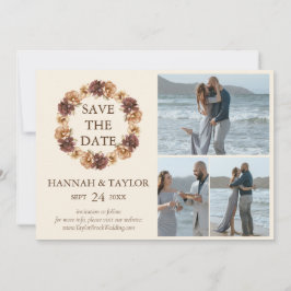 Eleganter Fall Blumenreath 3 FotoCollage Save The Date