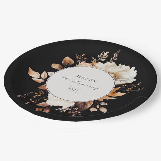 Eleganter Fall Blumenreath Pappteller (Schrägansicht)