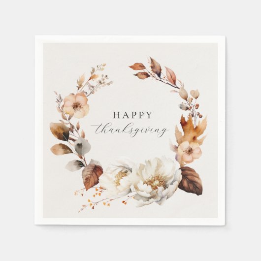 Eleganter Fall Blumenreath Serviette (Vorderseite)