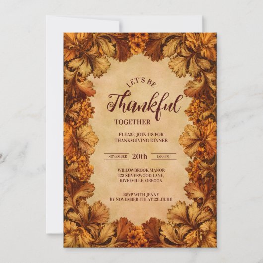 Eleganter Fall Botanische Feier Einladung (Vorderseite)