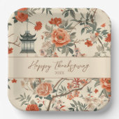 Eleganter Fall Chinoiserie Erntedank Pappteller (Vorderseite)