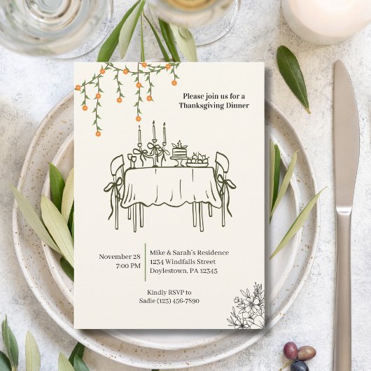 Eleganter Fall Erntedank Freundliches Abendessen Einladung