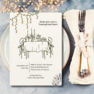 Eleganter Fall Erntedank Freundliches Abendessen Einladung