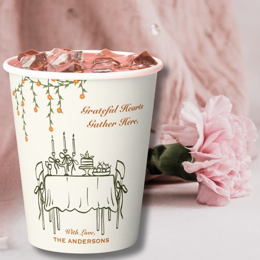 Eleganter Fall Erntedank Freundliches Abendessen Pappbecher