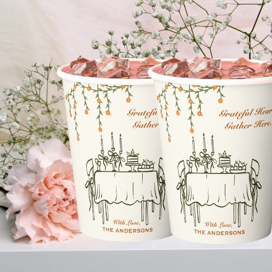 Eleganter Fall Erntedank Freundliches Abendessen Pappbecher