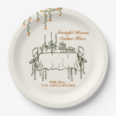 Eleganter Fall Erntedank Freundliches Abendessen Pappteller (Vorderseite)