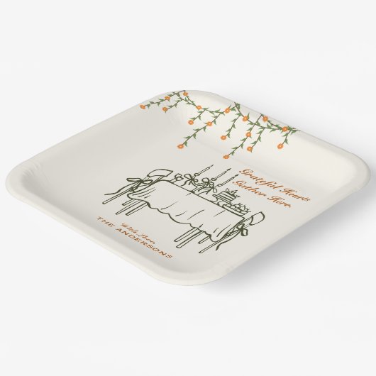 Eleganter Fall Erntedank Freundliches Abendessen Pappteller (Gewinkelt)