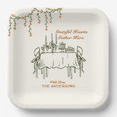 Eleganter Fall Erntedank Freundliches Abendessen Pappteller (Vorderseite)