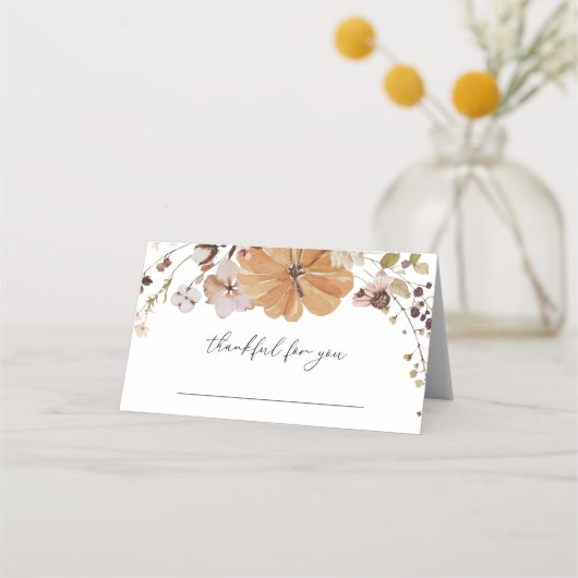 Eleganter Fall Erntedank Freundliches Abendessen Platzkarte (Vorderseite)