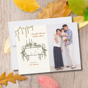 Eleganter Fall Erntedank Freundliches Abendessen Postkarte