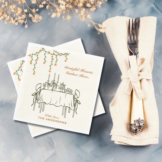 Eleganter Fall Erntedank Freundliches Abendessen Serviette