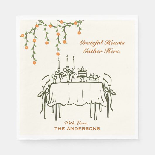 Eleganter Fall Erntedank Freundliches Abendessen Serviette (Vorderseite)