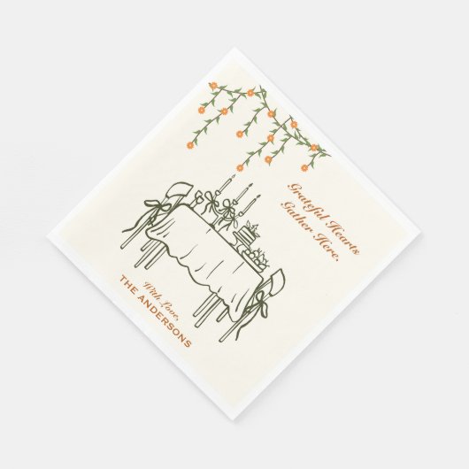 Eleganter Fall Erntedank Freundliches Abendessen Serviette (Ecke)