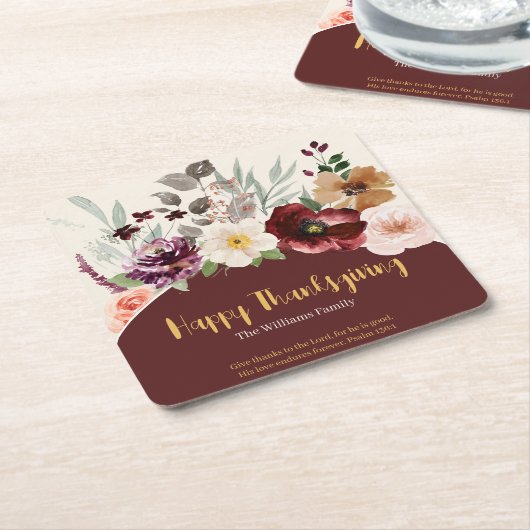 Eleganter Fall Floral Erntedank Rechteckiger Pappuntersetzer (angewinkelt)