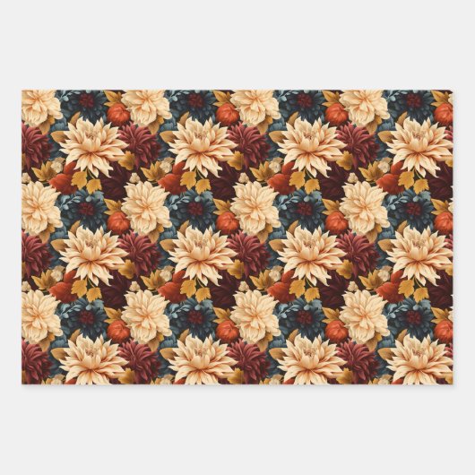 Eleganter Fall Floral Geschenkwrap - Herbstblut Geschenkpapier Set (Vorderseite 3)