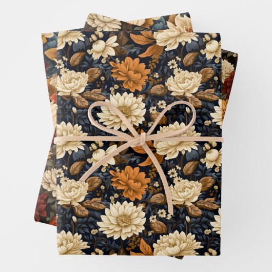 Eleganter Fall Floral Geschenkwrap - Herbstblut Geschenkpapier Set (Beispiel)