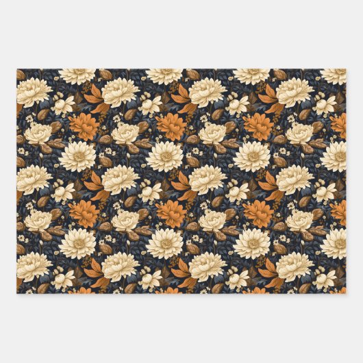 Eleganter Fall Floral Geschenkwrap - Herbstblut Geschenkpapier Set (Vorderseite)