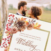 Eleganter Fall Floral Gold Frame Romantische Hochz Einladung