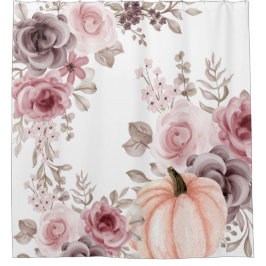 Eleganter Fall Floral Pumpkin Neutrals Wasserfarbe Duschvorhang