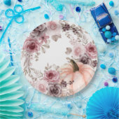 Eleganter Fall Floral Pumpkin Neutrals Wasserfarbe Pappteller (Party)