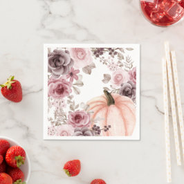 Eleganter Fall Floral Pumpkin Neutrals Wasserfarbe Serviette