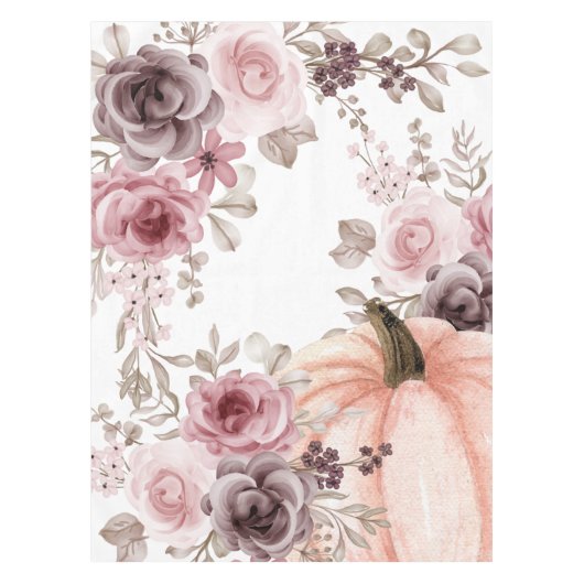Eleganter Fall Floral Pumpkin Neutrals Wasserfarbe Tischdecke (Vorderseite)