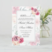 Eleganter Fall Floral Rahmen islamische muslimisch Einladung (Stehend Vorderseite)
