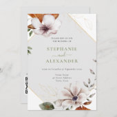 Eleganter Fall Floral Wedding QR Code Einladung (Vorne/Hinten)