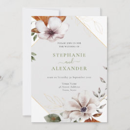 Eleganter Fall Floral Wedding QR Code Einladung