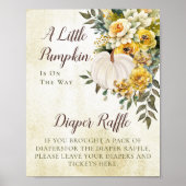 Eleganter Fall Gold Floral | Pumpkin Diaper Raffle Poster (Vorne)