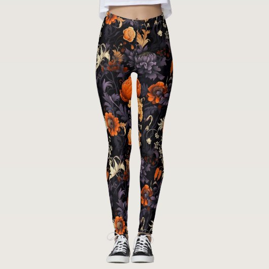 Eleganter Fall Halloween Botanische Leggings (Vorderseite)