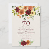 Eleganter Fall | Herbst Floral 70. Geburtstag Einladung (Vorderseite)