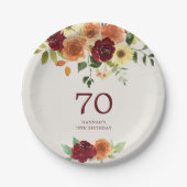 Eleganter Fall | Herbst Floral 70. Geburtstag Pappteller (Vorderseite)