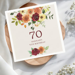Eleganter Fall Herbst Floral 70. Geburtstag Serviette