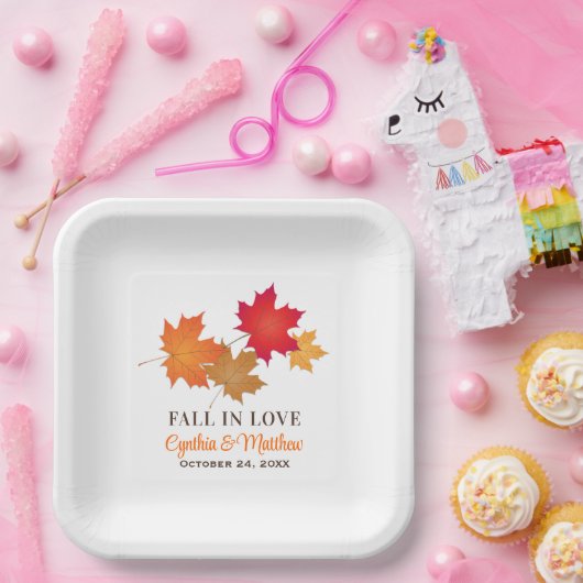 Eleganter Fall in der Liebe Herbstwoche Pappteller (Party)