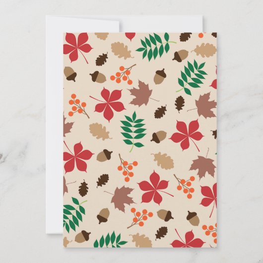 Eleganter Fall in Liebe Blätter Herbstblumenhochze Einladung (Rückseite)