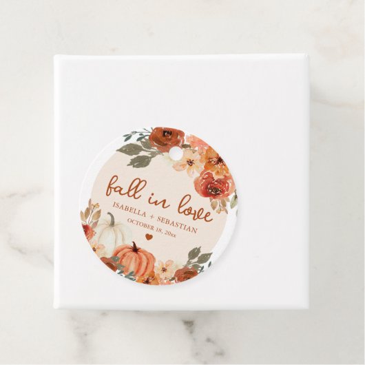 Eleganter Fall in Liebe Boho Pumpkin Hochzeit Geschenkanhänger (Beispiel)