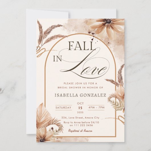 Eleganter Fall in Liebe Brautparty Boho Sonnenblum Einladung (Vorderseite)