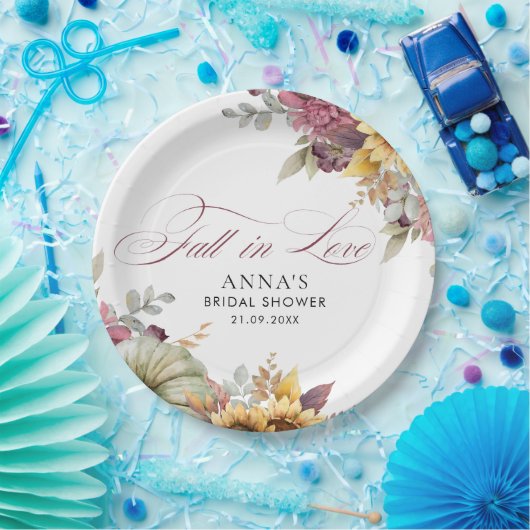 Eleganter Fall in Liebe Brautparty Pappteller (Party)