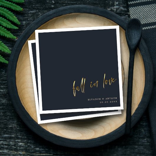 Eleganter Fall in Liebe | Gold Script Wedding Serviette