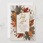 Eleganter Fall in Liebe Goldene Herbsthochzeit Einladung (Vorderseite)