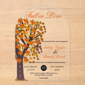 Eleganter Fall in Liebe Treppenaufgang Romantische Acryleinladungen (Vorderseite)