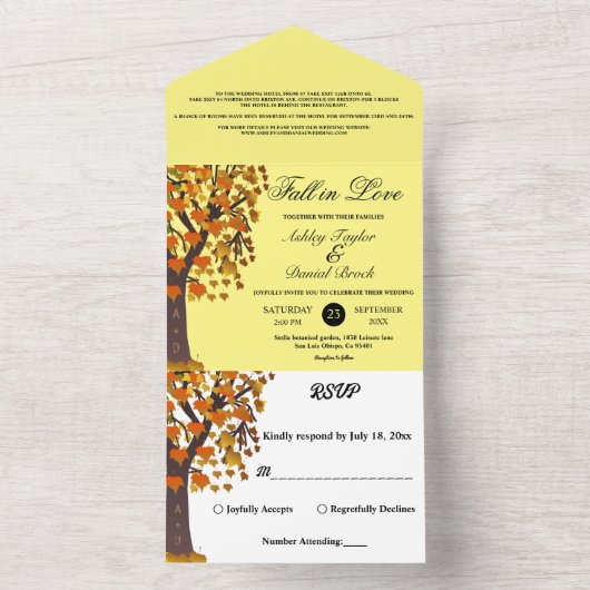 Eleganter Fall in Liebe Treppenaufgang Romantische All In One Einladung (Innen Boden)