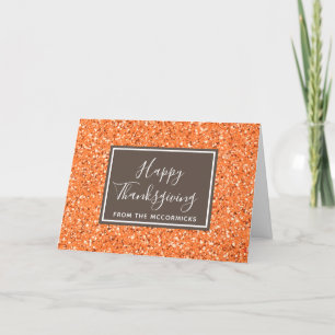 Eleganter Fall Orange Glitzer Erntedank Feiertagskarte