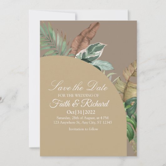 Eleganter Fall Pampas Grass Wedding Save the Date (Vorderseite)