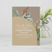 Eleganter Fall Pampas Grass Wedding Save the Date (Stehend Vorderseite)