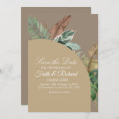 Eleganter Fall Pampas Grass Wedding Save the Date (Vorne/Hinten)